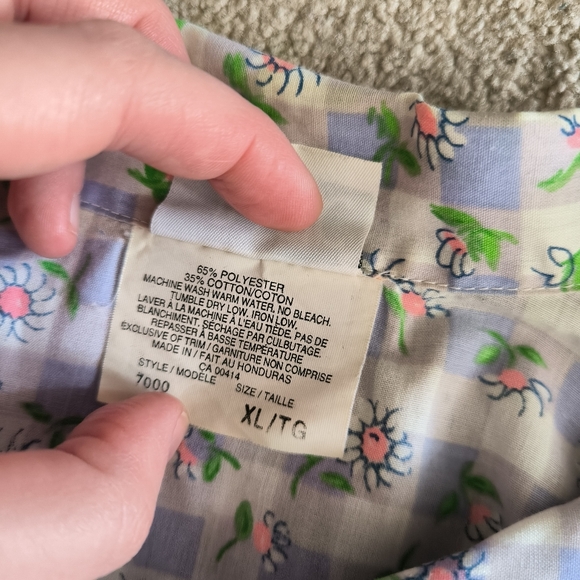 Vintage 90s Gingham Floral Cottagecore Picnic Prairie Grannycore Womens Shirt XL - Picture 5 of 8
